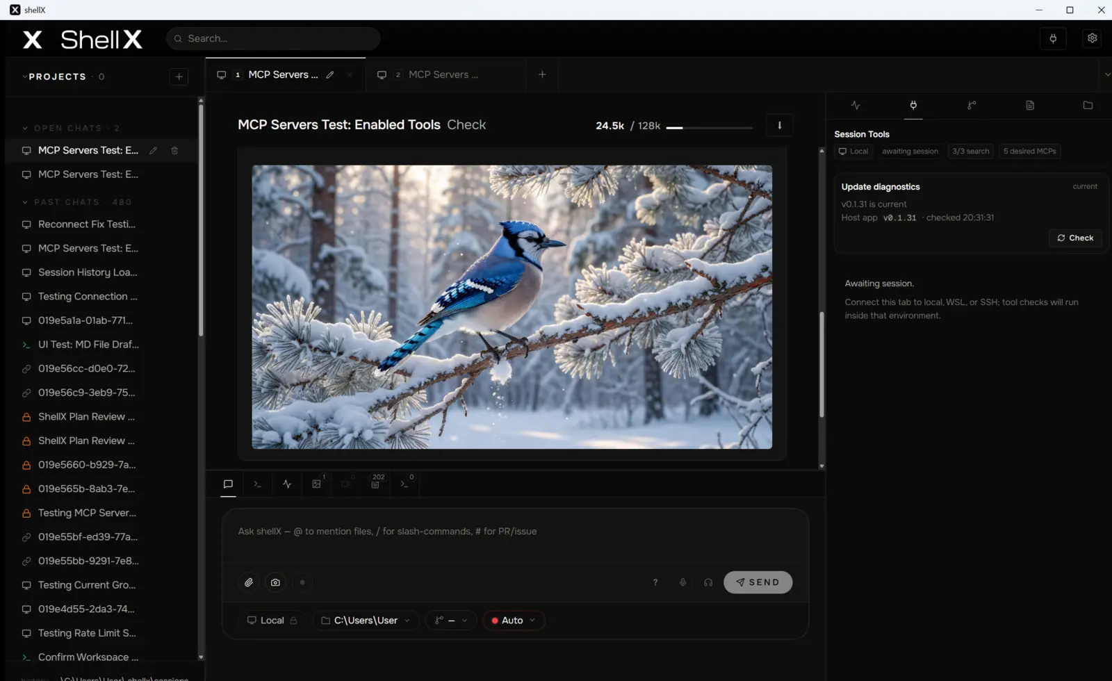 shellX showing a generated image in its media view